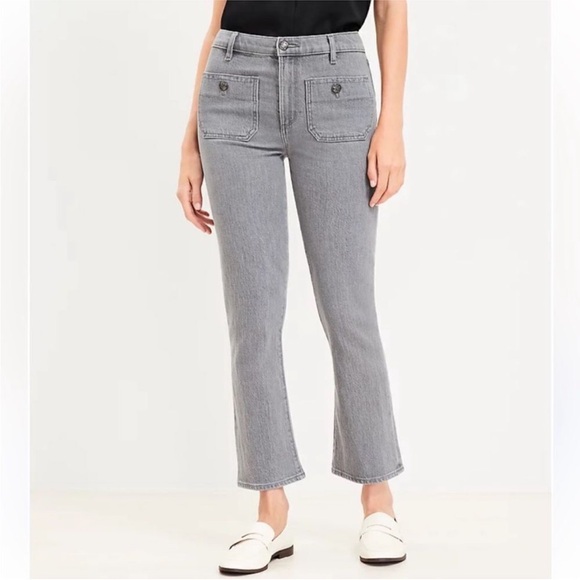 Loft High Rise Curvy Patch Pocket Kick Crop Jeans Gray 6 - Picture 1 of 8